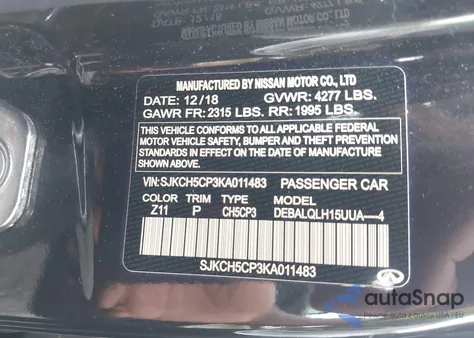 2019 Infiniti Qx30 Luxe z USA, uszkodzony, nr VIN SJKCH5CP3KA011483